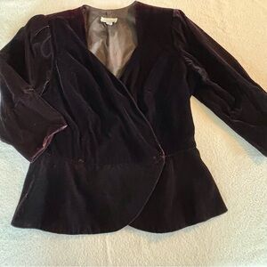 After Dark Vintage Velvet Peplum Jacket Black Burgundy 80s 90s Goth